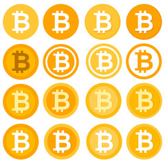 Obraz premium Set of Bitcoin Cryptocurrency Digital Money Exchange Coins Sign Symbol Simple Vector Illustration Element Design