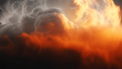 Orange and white light casting a glow on cloudy skies