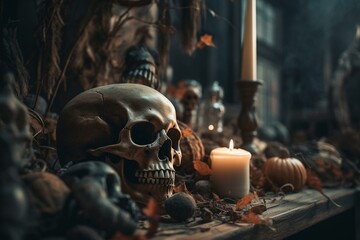 Fototapeta na wymiar Spooky Halloween themed wallpaper. Generative AI