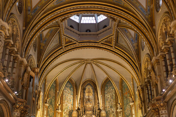 Fototapeta premium Interior view of the spectacular Benedictine monastery of Holy Mary of Montserrat
