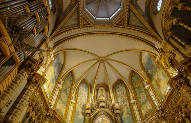 Interior view of the spectacular Benedictine monastery of Holy Mary of Montserrat