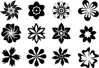 Fototapeta na wymiar Flowers icons isolated on white background in flat style. Template for app, sticker, label, tag and logo. Creative art concept. Business flyer ideas.