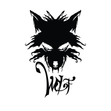 dire wolf head vector illustration