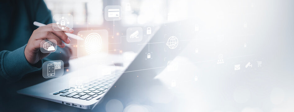 Cyber security and Security password login online concept  Hands typing and entering username and password of social media, log in with smartphone to an online bank account, data protection hacker