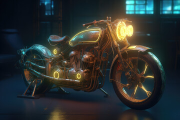 Steampunk, Motorcycle, Neon Lights, Bike, Transport, Wheels, Black, Vehicle, Engine, Made by AI, AI generated, Artificial intelligence	
Steampunk, Motorcycle, Neon Lights, Bike, Transport, Wheels, Bla