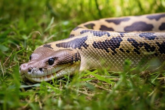 Python slithering through the gras