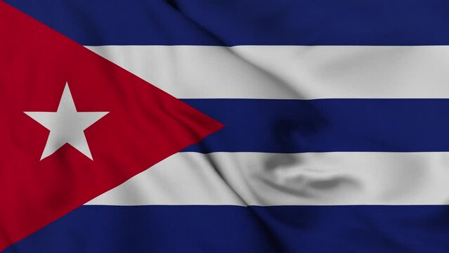 Cuba flag waving in the wind. 4K video.