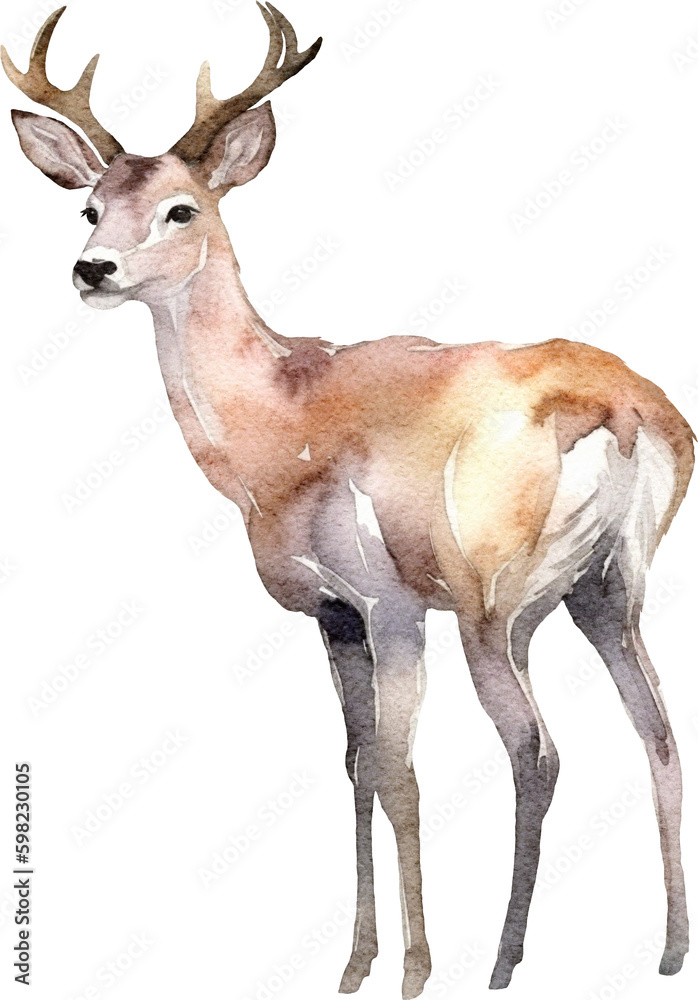 Poster Deer illustrations created with Generative AI technology