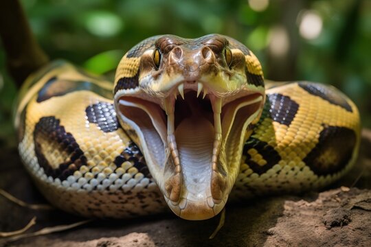 Python with its mouth open wid