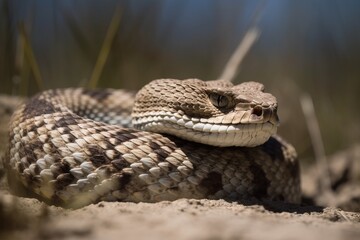 Obraz premium Rattlesnake basking in the su