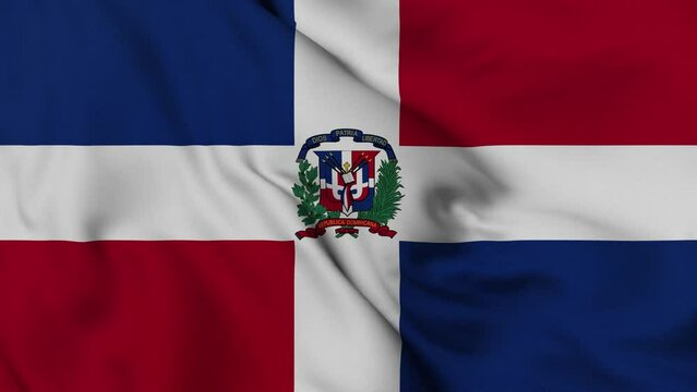 Dominican Republic flag waving in the wind. 4K video.