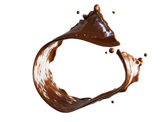 abstract beauty realistic Chocolate splashing isolated on white background. 3D Rendering. PNG files	
