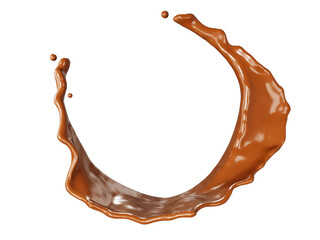 abstract beauty realistic Chocolate splashing isolated on white background. 3D Rendering. PNG files	
