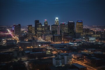 Fototapeta na wymiar View of skyline in Kansas City, Missouri, USA. Generative AI
