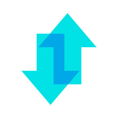 arrow up and down blue icon vector illustration