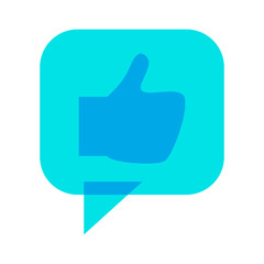 like button bubble chat thumb up blue icon vector illustration