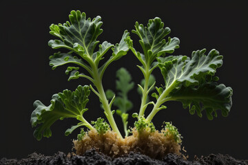 Premium Close up shot of Kale sprouts. Generative AI.