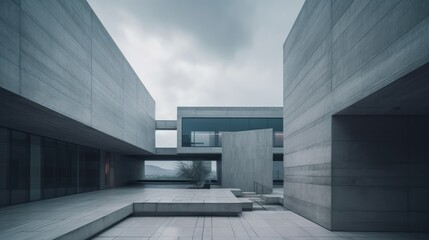 Obraz premium Cleen geometric lines modern luxury house exterior. AI generated