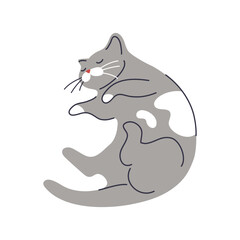 Cute cat is sleeping. Flat vector illustration.