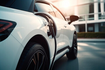 Obraz na płótnie Canvas charging EV car electric vehicle clean energy 