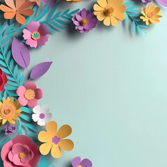 Une bordure florale en papier coloré - Generative AI