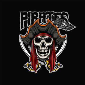 Vector illustration of pirate skull mascot logo 
