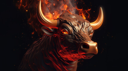 Fiery Bull head, bull market crypto supercycle
