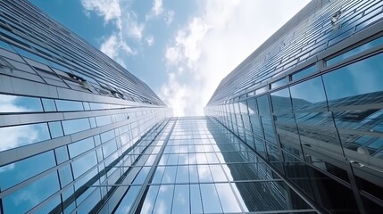 Fototapeta na wymiar View of modern glass business skyscraper panorama