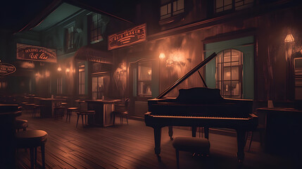 illustration of vintage jazz club
