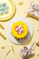 Concept of Happy Birthday, holiday Birthday cake