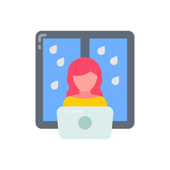 Digital Nomad Woman icon in vector. Illustration