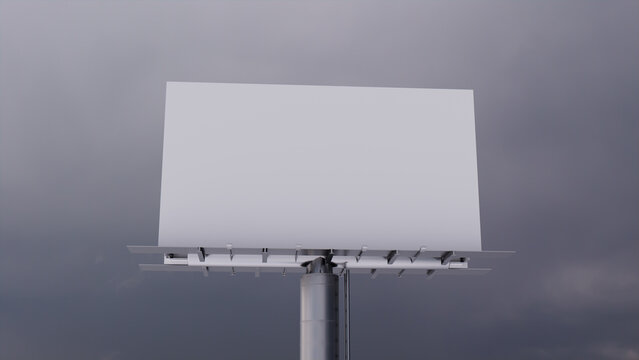 Marketing Billboard. Blank Exterior Sign against an Overcast Morning Sky. Design Template.