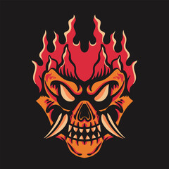 Demon Fire Retro Vector Illustration