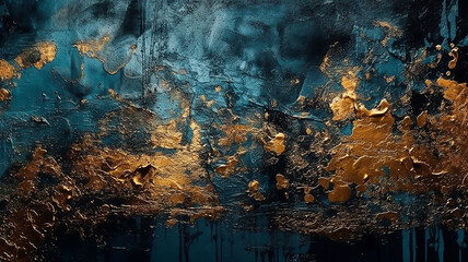Abstract surface grunge  background with golden highlights , generative ai tools 