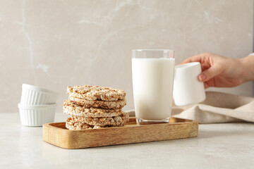 Concept of diet and healthy nutrition with crisp bread