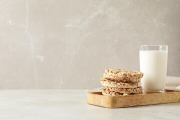 Concept of diet and healthy nutrition with crisp bread