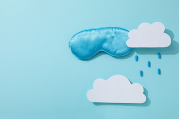 Insomnia and sleep problems composition with sleep mask, space for text