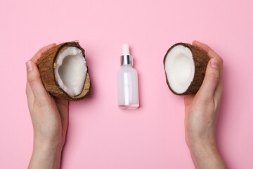 Concept of body and skin care accessories - coconut cosmetic
