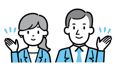 案内するビジネスパーソン男女のイラスト