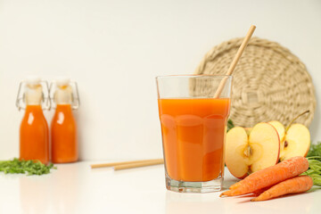 Concept of healthy nutrition and diet with Carrot juice