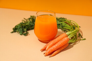 Concept of healthy nutrition and diet with Carrot juice