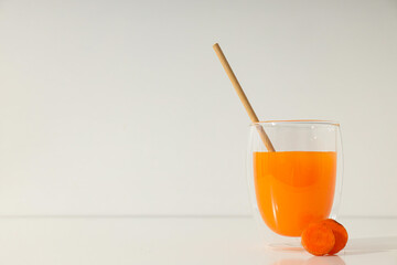 Concept of healthy nutrition and diet with Carrot juice