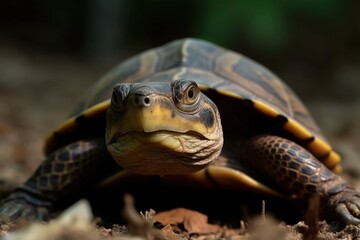 Fototapeta na wymiar Turtle with a head poking out of its shel