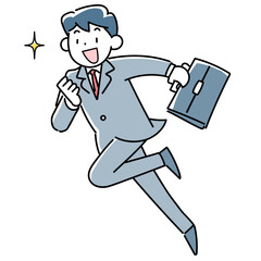 笑顔で走るビジネスマン