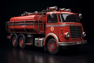 Fire engine from Europe on plain background. Generative AI