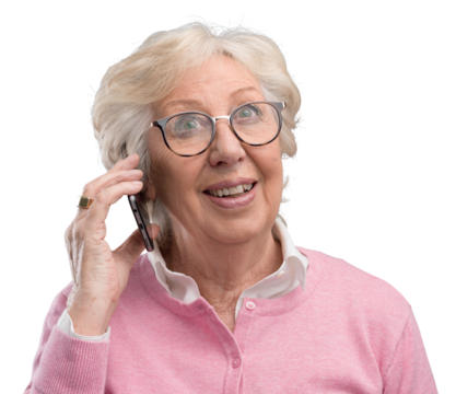 Happy senior lady talking on the phone