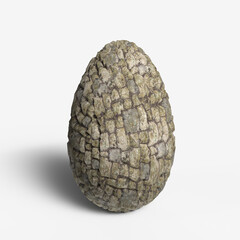 Egg Shaped Rock Standing In Clear White Background