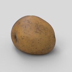 Single Potato In White Background
