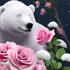 rose white bear Generative AI