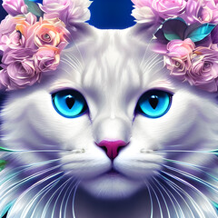 rose cute cat Generative AI